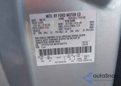 2014 Ford F-150 Stx from USA, damaged, VIN 1FTFX1EF4EKF42173